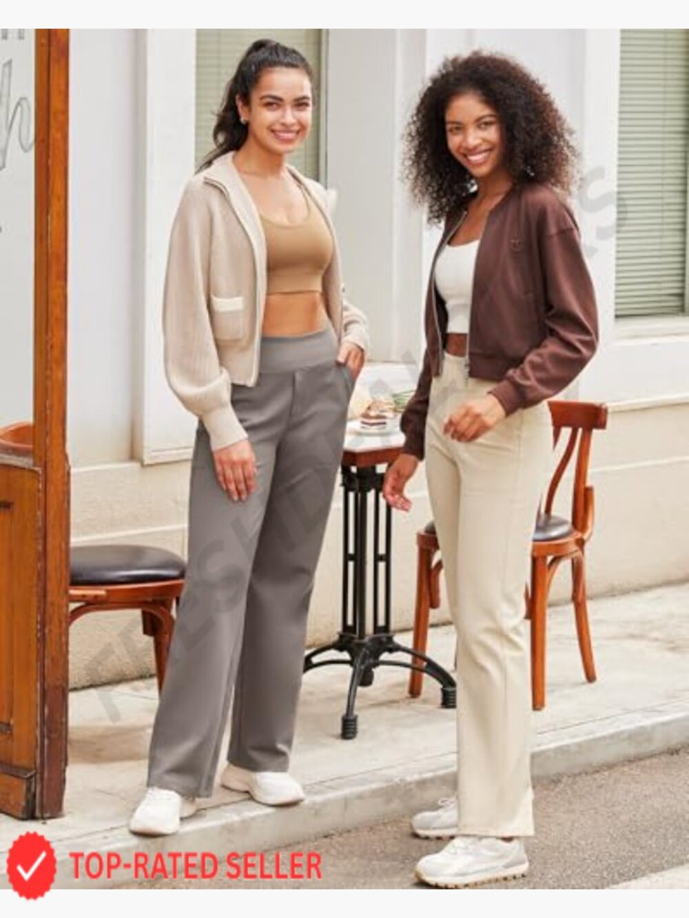Wide Leg Yoga Pants High Waist Stretch Dress Casual Sweatpants with Pockets - Picture 2 of 7